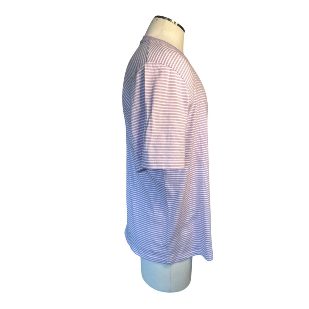 Men XL Armor Lux Short Slv Tee T-Shirt Top Lavender Milk Organic Stripe France - Picture 6 of 7
